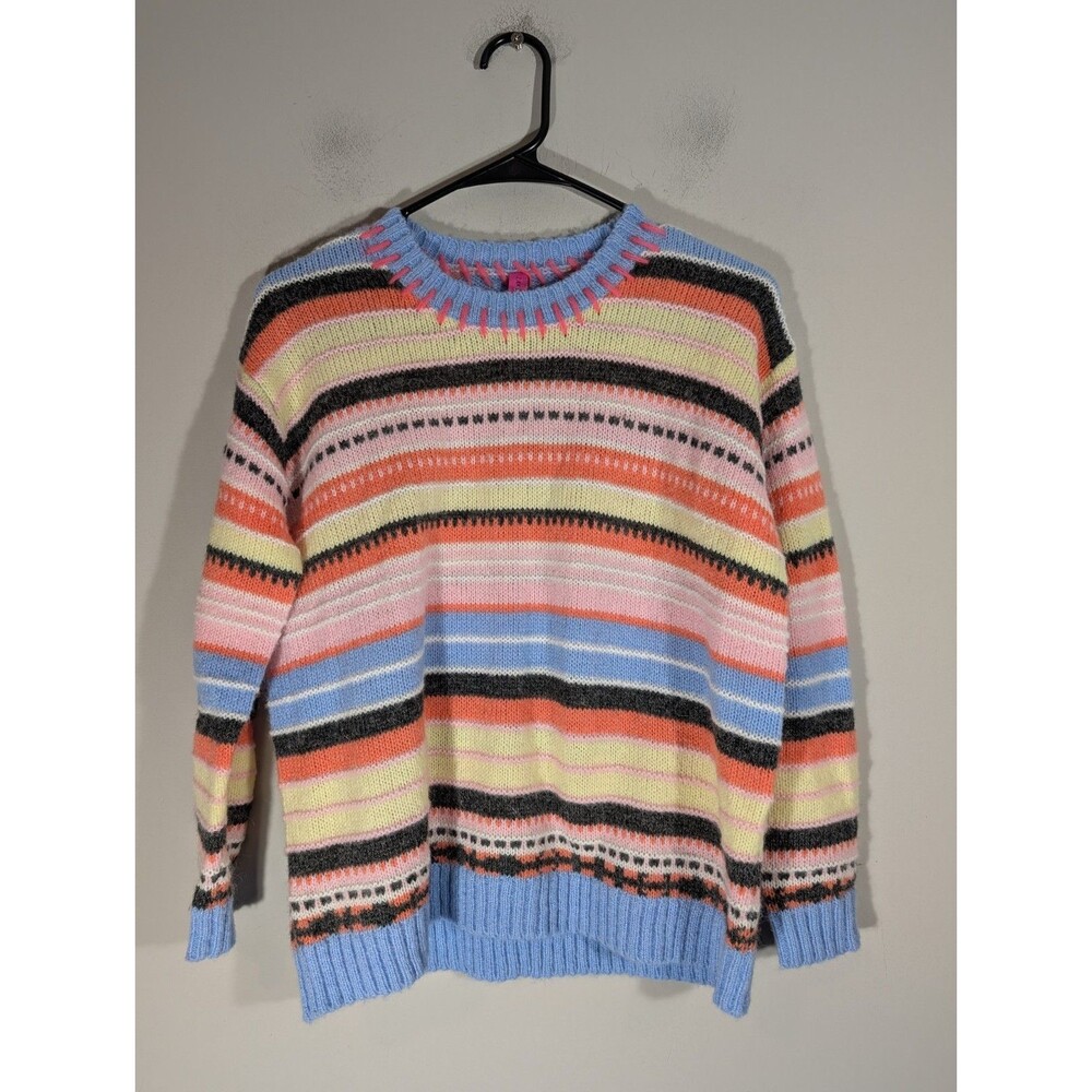 Zaket & Plover Striped Fair Isle Style Crewneck‎ Wool Blend Sweater Sz XS Preppy